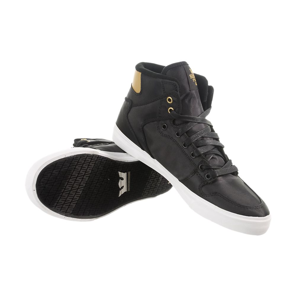 Baskets Montantes Supra Vaider Noir Doré Black/Gold Nylon Homme | JXK-12548675